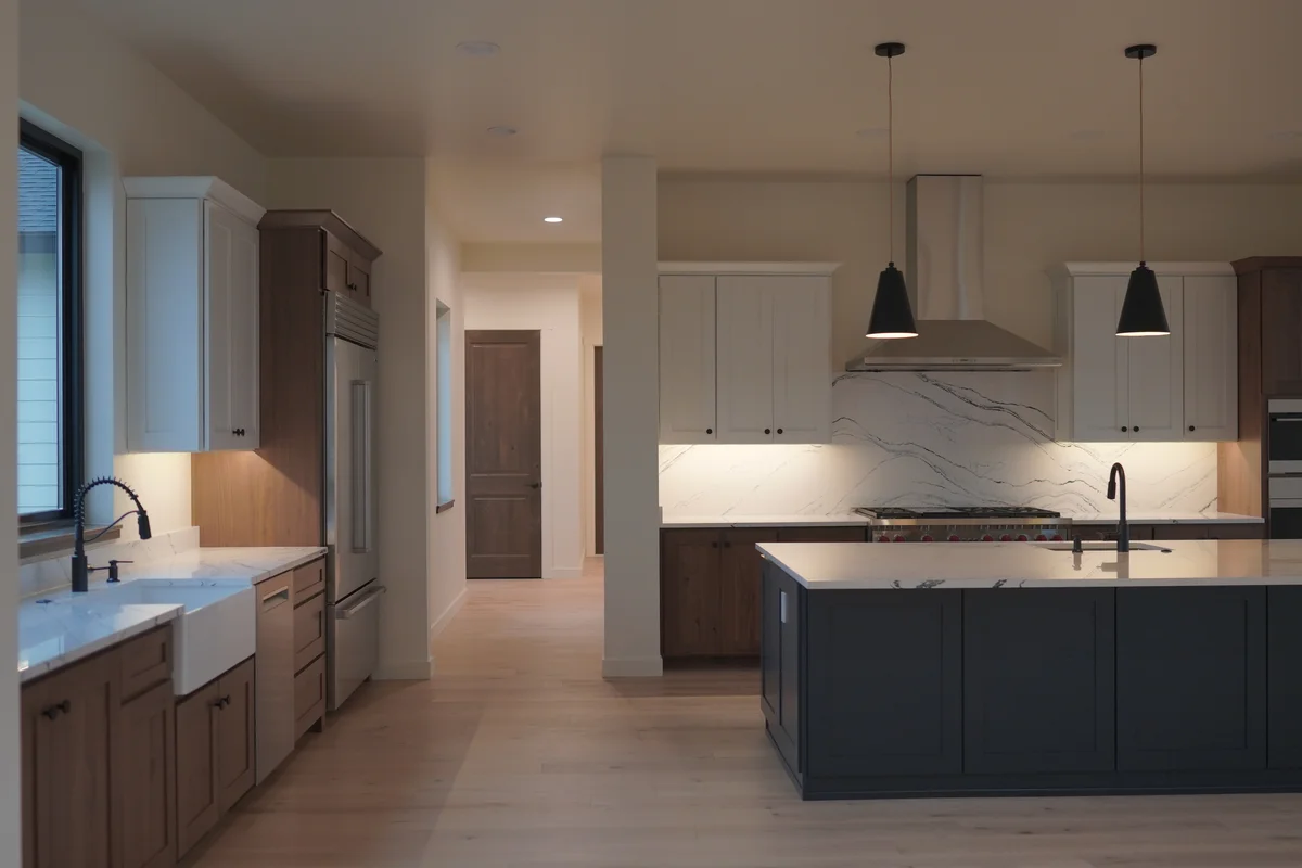 Custom home interior finished living room Kalispell