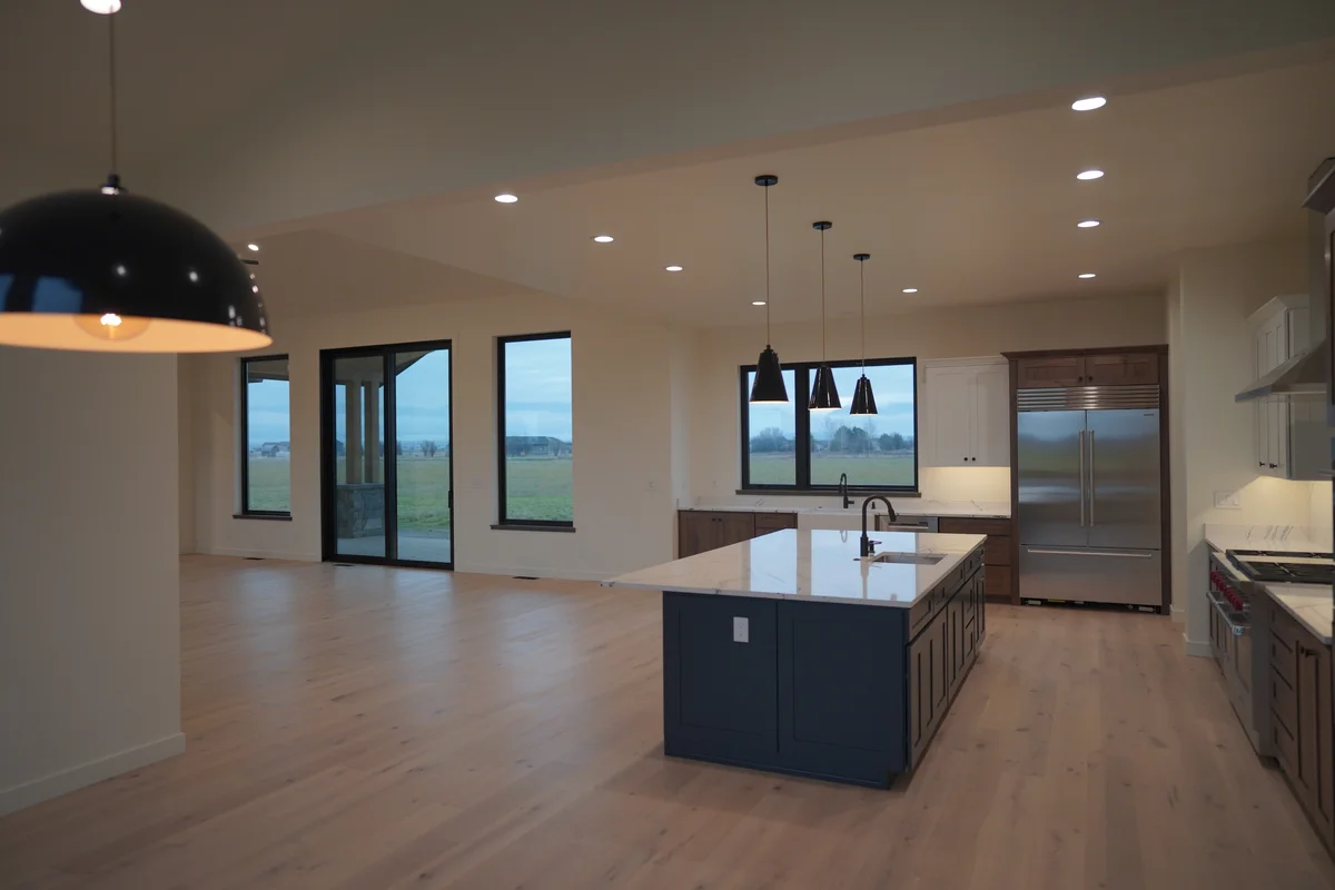 Completed kitchen custom home Montana